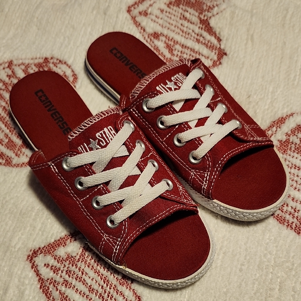 Converse Red Slide-On Shoes with White Accents